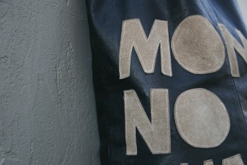 mono no aware bag with suede letters