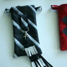 diy pouch with stamped pattern and tassel